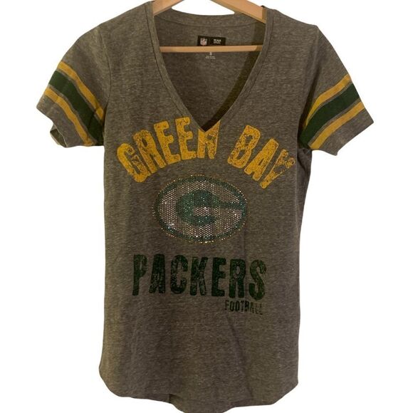 NFL Team Apparel Green Bay Packers Tee Shirt with Bling Sz Small - Picture 1 of 6
